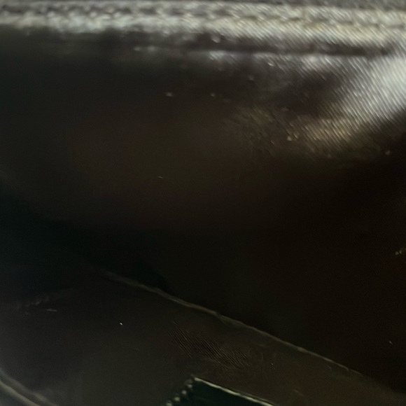 Loft Wristlet black satin sequin bag with top zipper closure and wrist strap - Picture 7 of 8